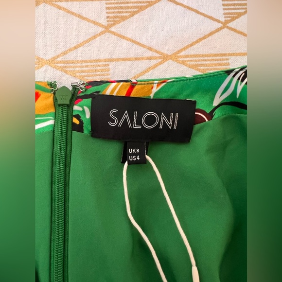 SALONI NWT Eden Floral Dress in Emerald 100% Silk Size 4 - Picture 11 of 13